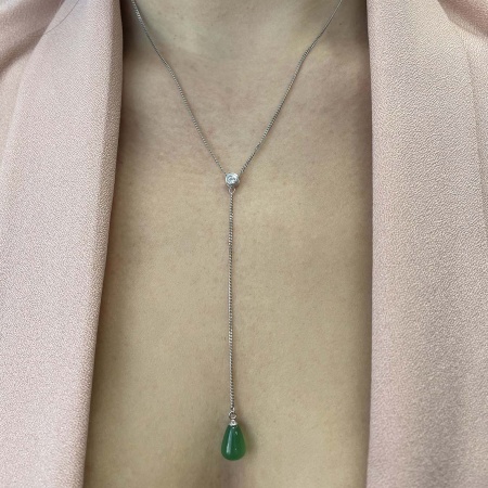 Колье из серебра с агатом и фианитом 8340393233-45-60