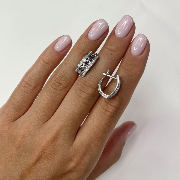 Серьги из серебра с фианитами 2340201361л от KRASNOE, металл Серебро, вставка Фианит