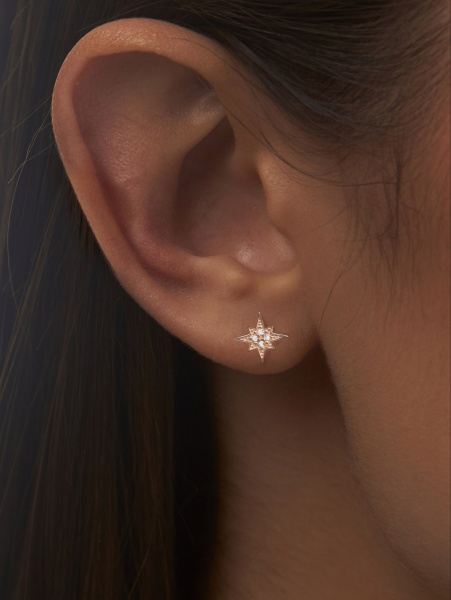 Пусеты из серебра с фианитами