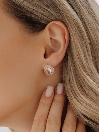 Серьги из серебра с празиолитами и фианитами со скидкой