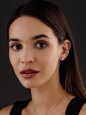 Пусеты из серебра с фианитами П340200860 от KRASNOE, металл Серебро, вставка Фианит