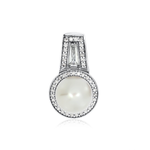 Купить подвеска из серебра с жемчугом и фианитами