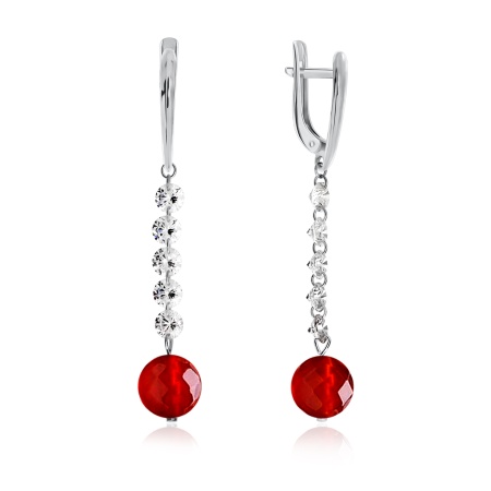 Серьги из серебра с агатами и фианитами