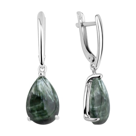 Серьги из серебра с серафинитами 2340921877 от KRASNOE, металл Серебро, вставка Серафинит