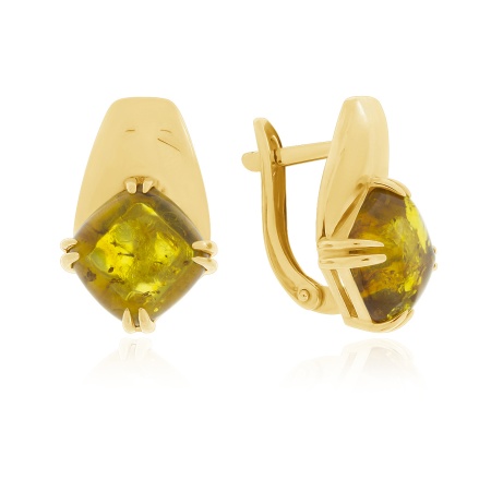 Серьги из серебра с янтарем 2320481455 от KRASNOE, металл Серебро, вставка Янтарь