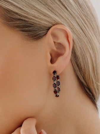 Серьги из серебра с гранатами 2340151183 от KRASNOE, металл Серебро, вставка Гранат