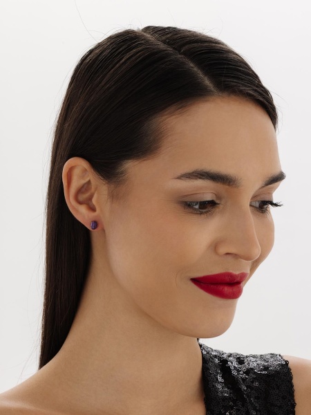 Пусеты из серебра с чароитами