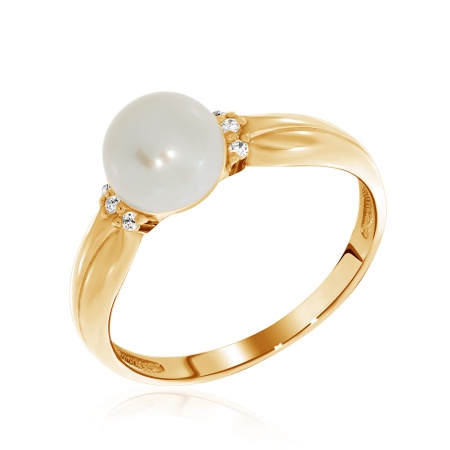 Купить кольцо из серебра с жемчугом, жемчугами и фианитами в интернет-магазине KRASNOE