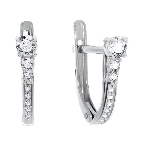 Серьги из серебра с фианитами со скидкой