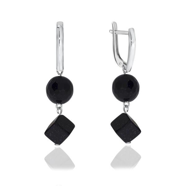 Серьги из серебра с авантюрином 2340360658-80 от KRASNOE, металл Серебро, вставка Авантюрин Синт.