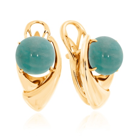 Серьги из серебра с амазонитами 2320372360 от KRASNOE, металл Серебро, вставка Амазонит