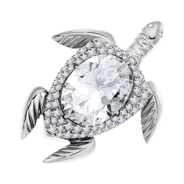 Брошь из серебра с фианитами