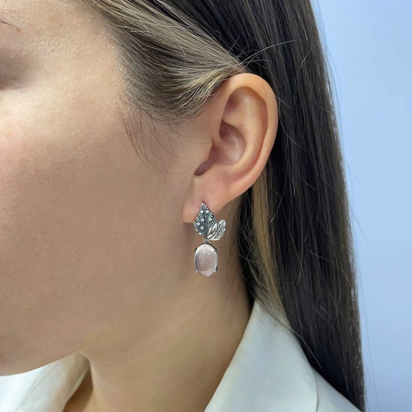 Серьги из серебра с кварцем
