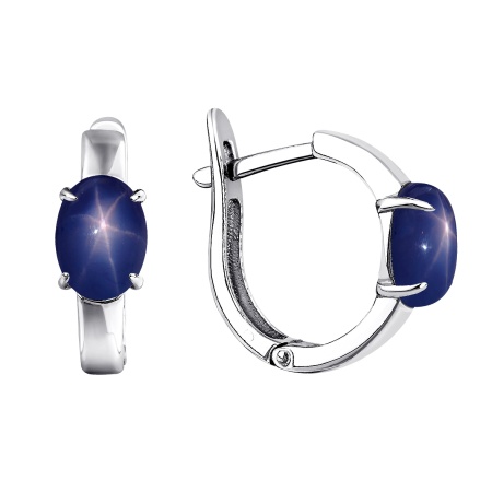 Серьги из серебра с сапфир звездчатыйами 2340941878-8 от KRASNOE, металл Серебро, вставка Сапфир Звездчатый