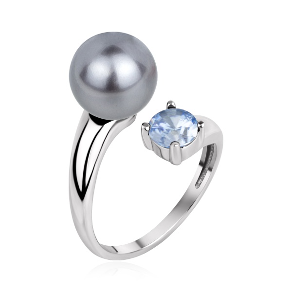 Купить кольцо из серебра с жемчугом и фианитом в интернет-магазине KRASNOE