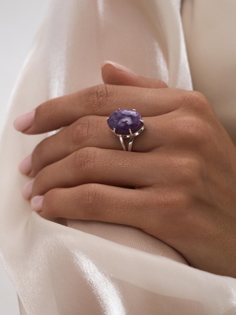 Купить кольцо из серебра с чароитом в интернет-магазине KRASNOE