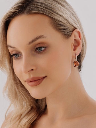 Серьги из серебра с фианитом 2340611708 от KRASNOE, металл Серебро, вставка Султанит