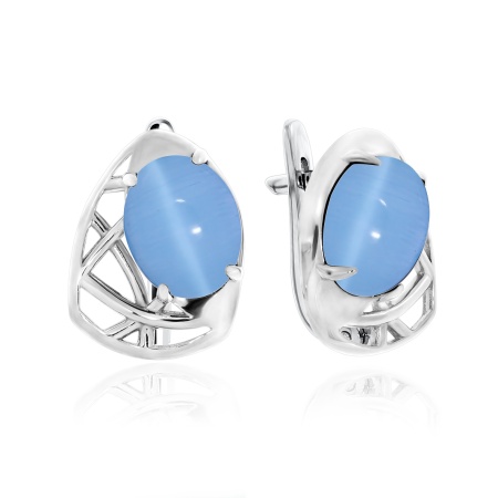 Серьги из серебра с кошачий глазами 2340260988-70 от KRASNOE, металл Серебро, вставка Кошачий глаз