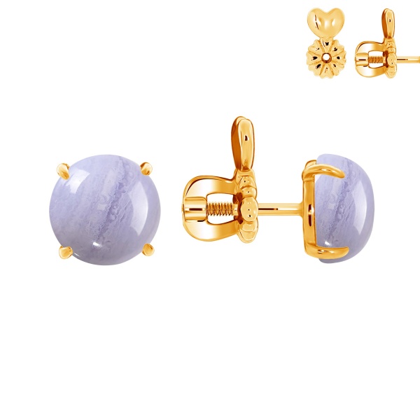 Пусеты из серебра с агатами