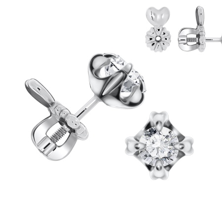 Пусеты из серебра с фианитами П340202360 от KRASNOE, металл Серебро, вставка Фианит