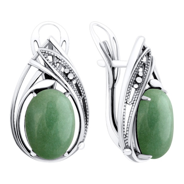 Серьги из серебра с авантюрином