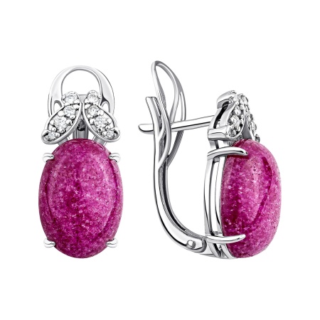 Серьги из серебра с агатами и фианитами