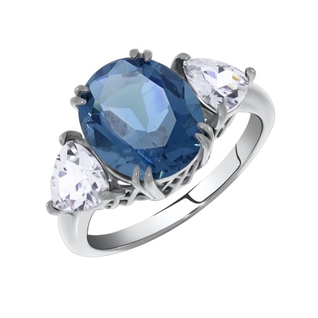 Купить кольцо из серебра с нанокристаллом и фианитами в интернет-магазине KRASNOE