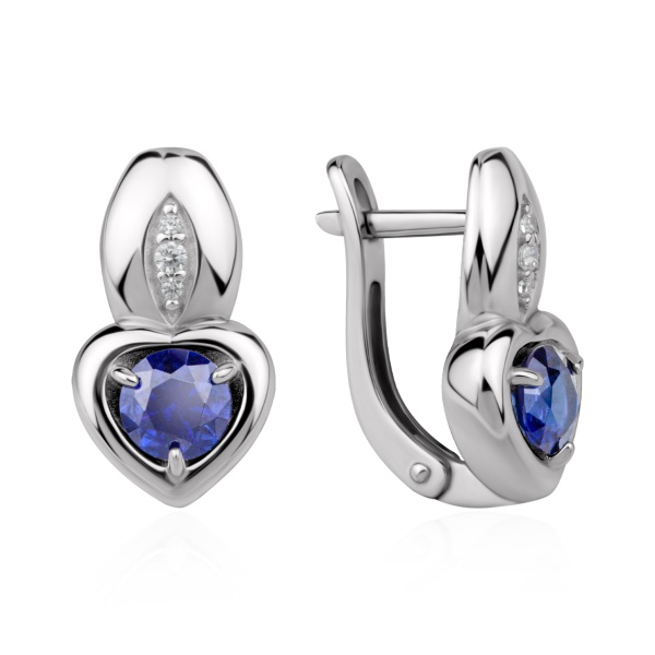 Серьги из серебра с ситаллами и фианитами в ювелирном интернет-магазине