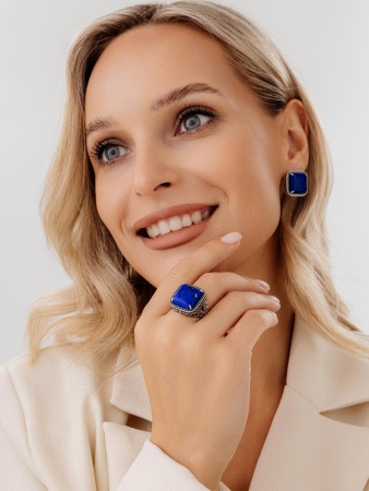 Серьги из серебра с лазуритом