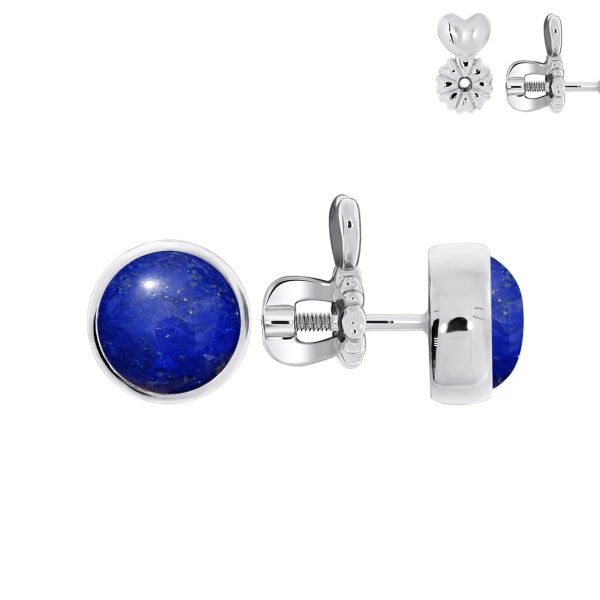 Пусеты из серебра с лазуритами