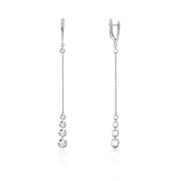 Серьги из серебра с фианитами 2340200626-3 от KRASNOE, металл Серебро, вставка Фианит