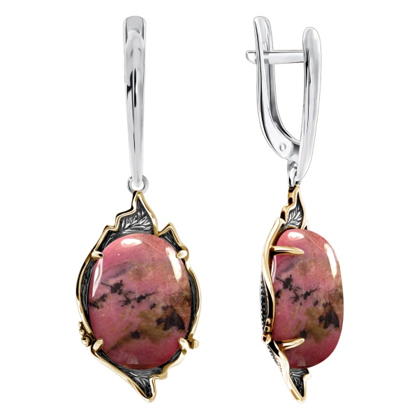 Серьги из серебра с родонитами в ювелирном интернет-магазине