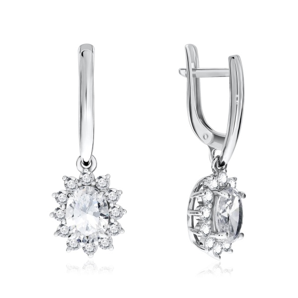 Серьги из серебра с фианитами 2340200216л от KRASNOE, металл Серебро, вставка Фианит