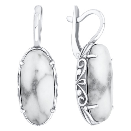 Серьги из серебра с Кахолонгом 2340К05775 от KRASNOE, металл Серебро, вставка Кахолонг