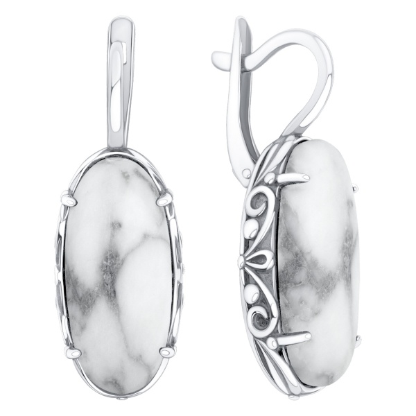 Серьги из серебра с Кахолонгом 2340К05775 от KRASNOE, металл Серебро, вставка Кахолонг