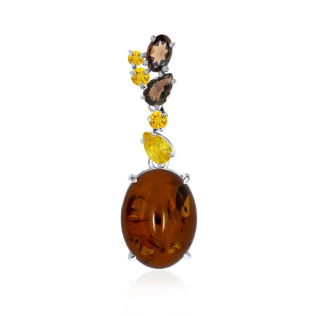 Купить подвеска из серебра с янтарём, топазами и цитринами