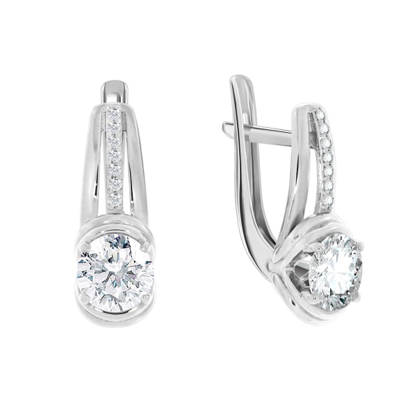 Серьги из серебра с фианитами со скидкой