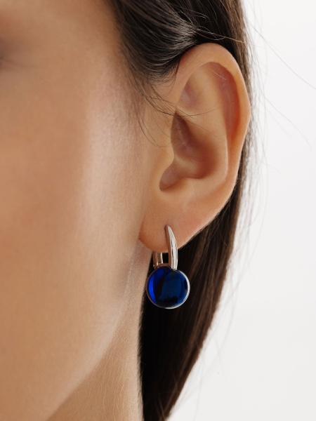 Серьги из серебра с синими кристаллами