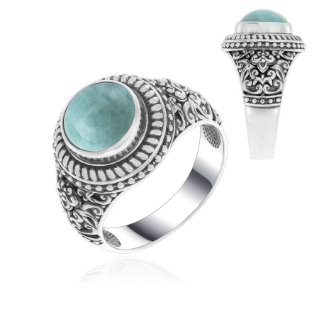 Купить кольцо из серебра с амазонитом в интернет-магазине KRASNOE