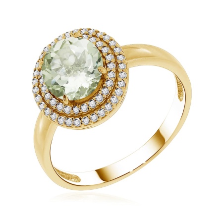 Кольцо из серебра с празиолитом и фианитами со скидкой