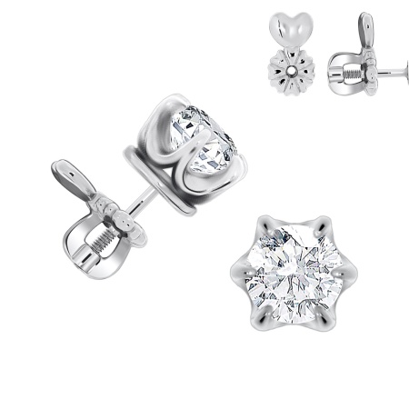 Пусеты из серебра с фианитами П340200280 от KRASNOE, металл Серебро, вставка Фианит