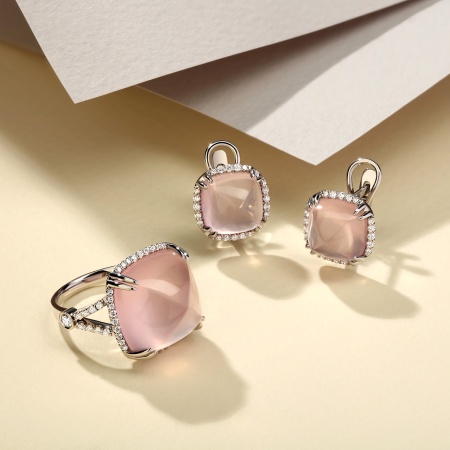 Серьги из золота с кварцами и бриллиантами timeless color