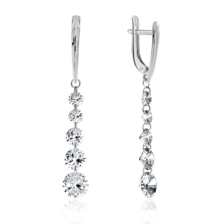 Серьги из серебра с фианитами