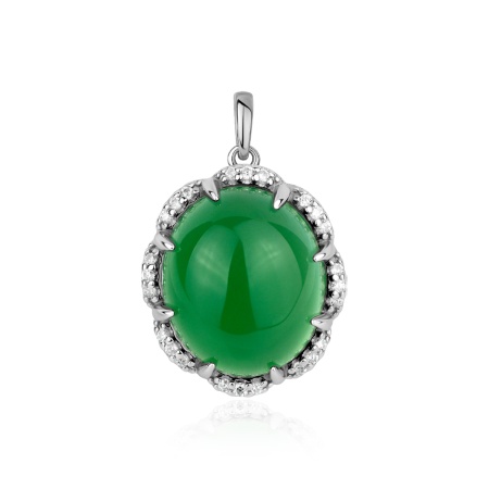 Купить подвеска из серебра с агатом и фианитами