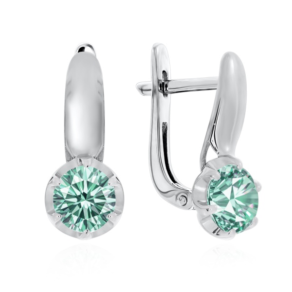 Серьги из серебра с муассанитом в ювелирном интернет-магазине