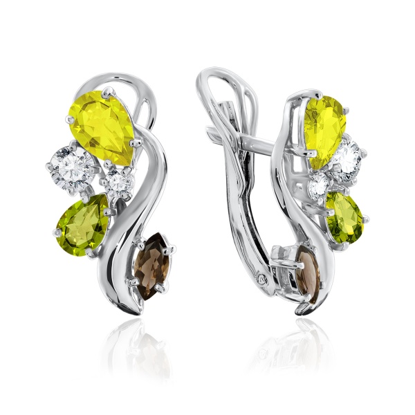 Серьги из серебра с фианитом