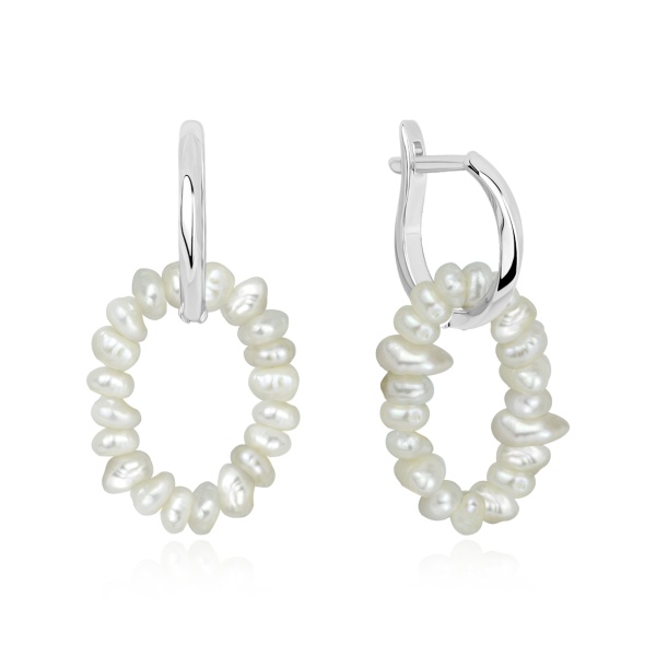 Серьги из серебра с жемчугами