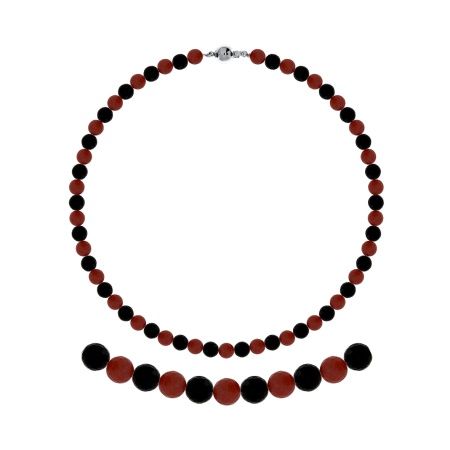 Бусы из серебра с ониксами и агатами 8340436116-50