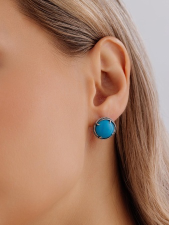 Серьги из серебра с бирюзой 2310Б25747 от KRASNOE, металл Серебро, вставка Бирюза i