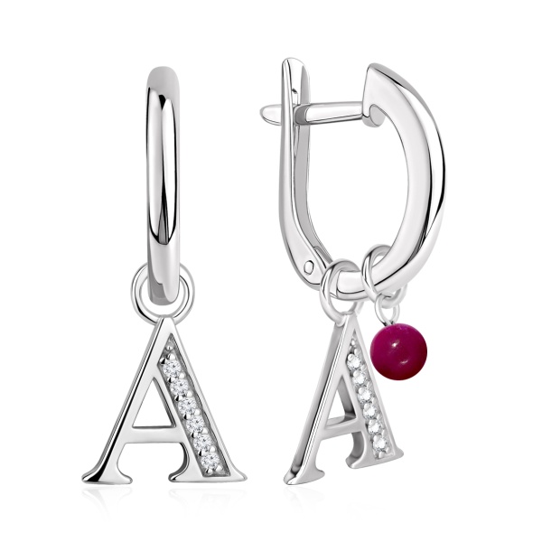 Серьги из серебра с агатами и фианитами